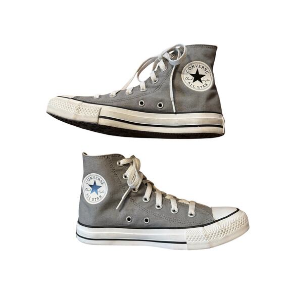 Converse CHUCK TAYLOR ALL STAR High Top Shoe Sneaker Gray Men 5.5 Women 7.5 EUC - Picture 3 of 11